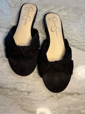 Jessica Simpson Black Knotted Slide Mules
